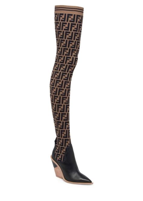 fendi printed cowboy boots|Fendi thigh high sock boots.